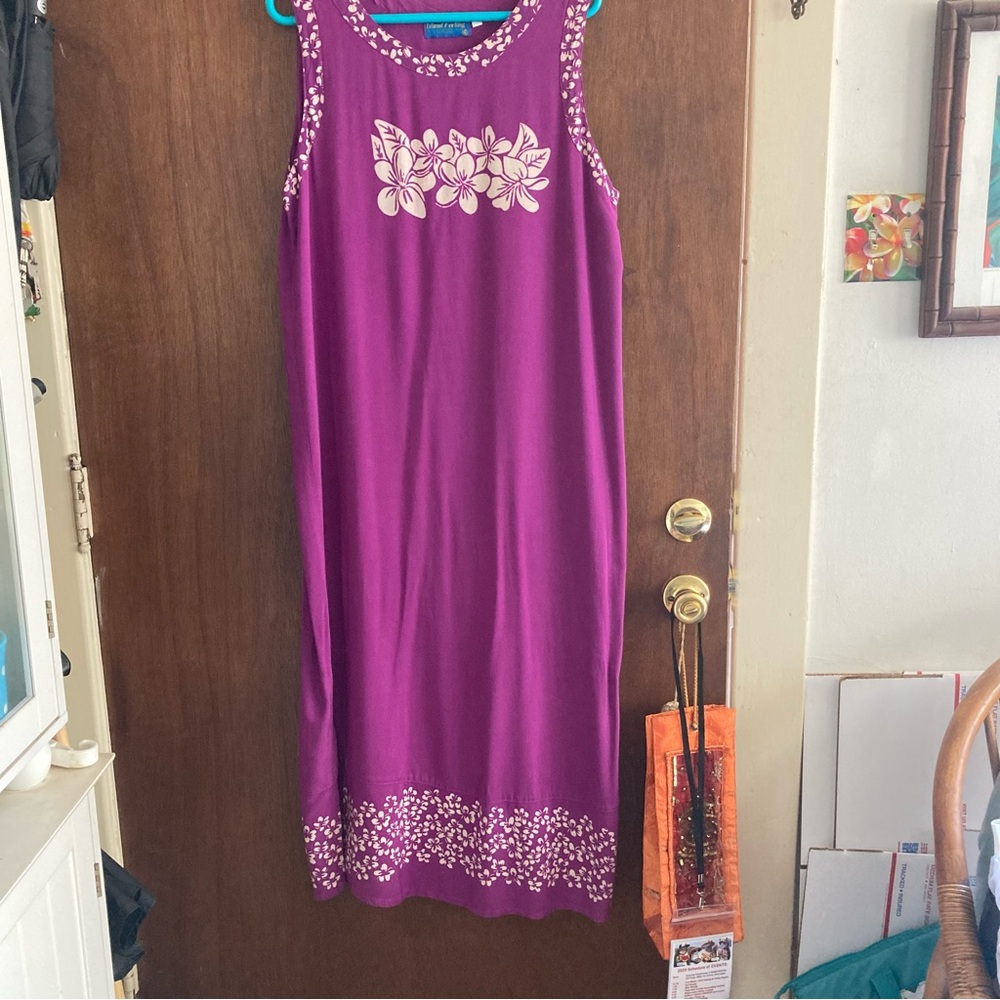 Pink and Purple Sleeveless Sheath Midi Dress